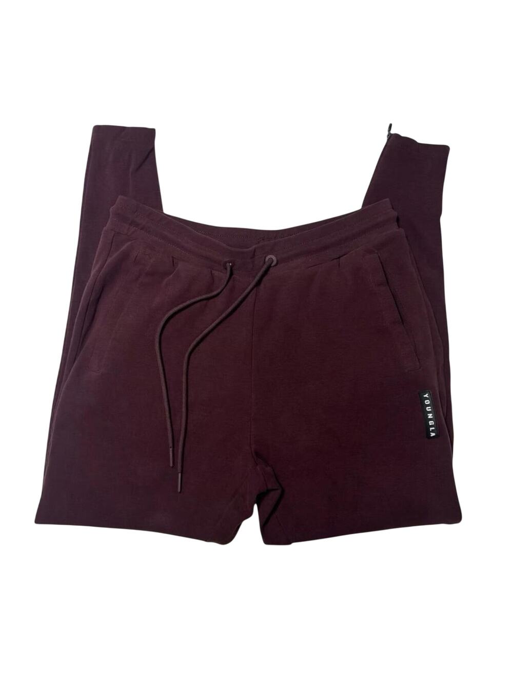 YoungLA Rambo Joggers Burgundy Maroon Ankle Zip Slim Fit Sweatpants Size M